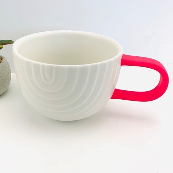 Nwot Starbucks Set Of 2 Mugs Matte White Rainbow Love Pink Handle Ceramic - Picture 2 of 8